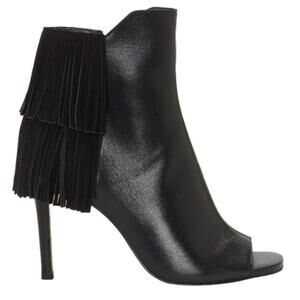 Vince Camuto Amenala Black Fringe Open Toe Stiletto Heel Bootie Sz 7.5 NWT $179